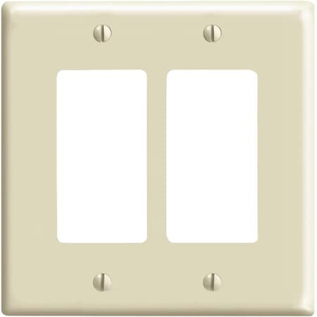 Leviton Mid-Way 2-Gang Smooth Plastic Rocker Decorator Wall Plate, Ivory 001-80609-00I